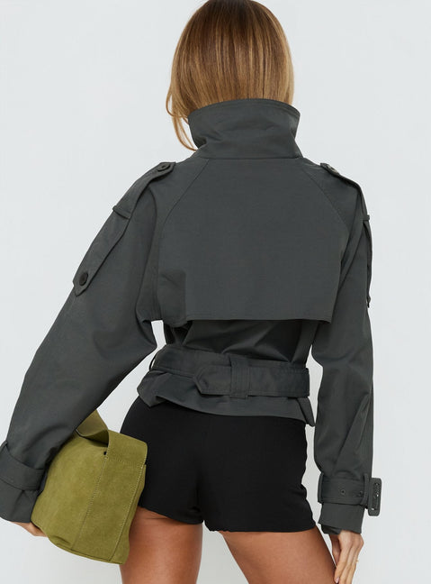 Kurzer Trenchcoat Blanc, oliv