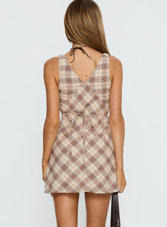 Nellie Minikleid Beige Kariert