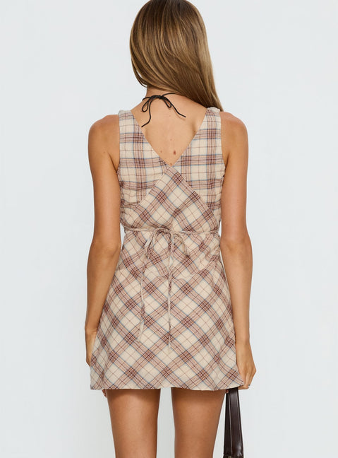 Nellie Minikleid Beige Kariert
