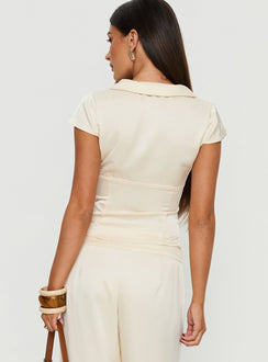Aubrette Satin-Kragenoberteil Creme