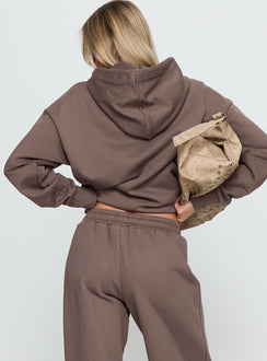 Designed with the All Day Oversized Hoodie Mocha womens jumpers short length back view of model wearing Princess Polly