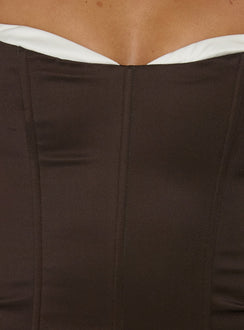 Somani Layered Korsett-Top Schokobraun / Weiß