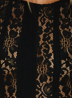 Laurenza Sheer-Spitzen-Maxikleid Schwarz