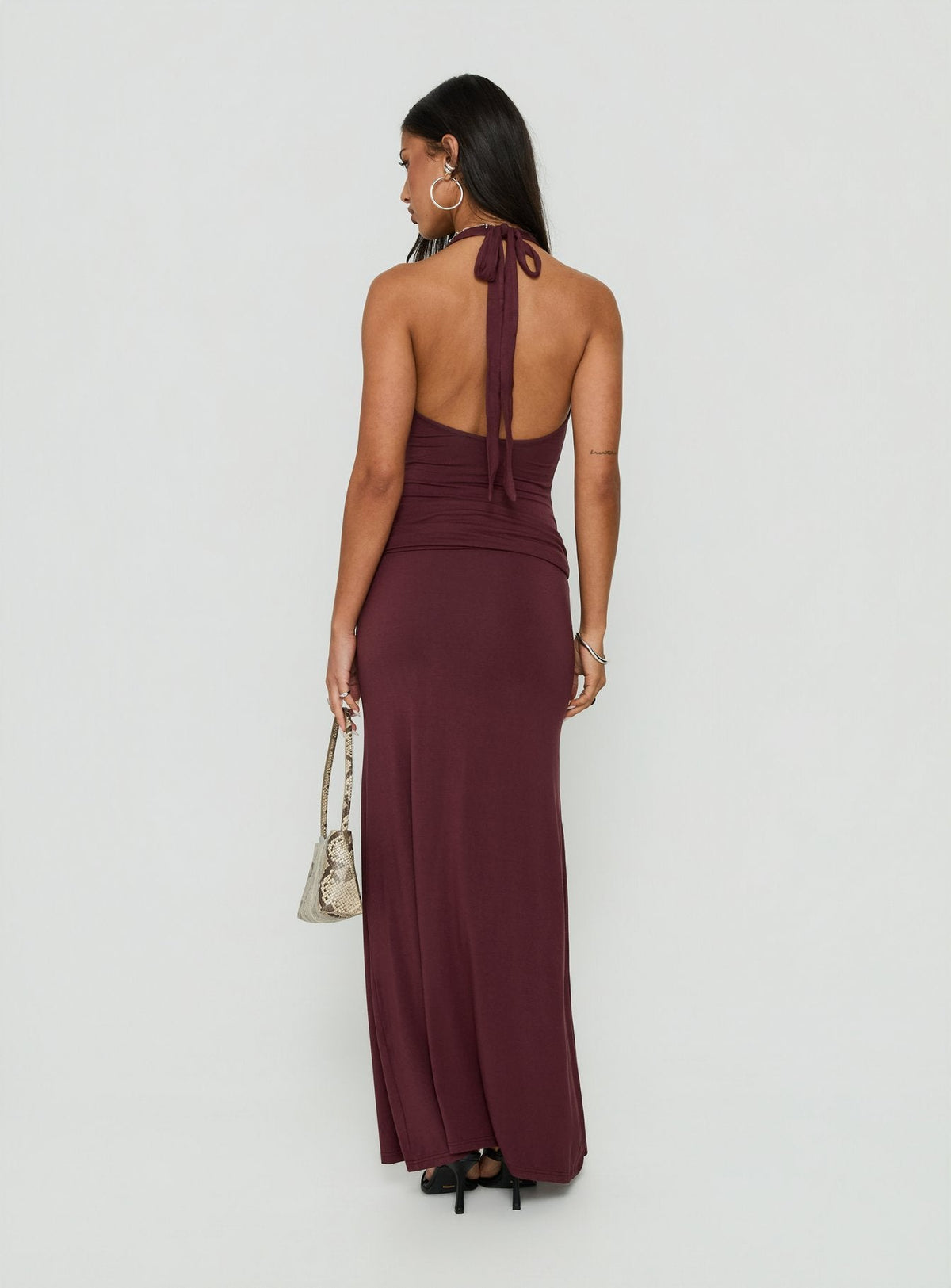 So Major Draped A-Linien Maxikleid Pflaumenfarben