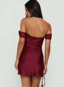Zabbarra Off-Shoulder Minikleid Bordeauxrote
