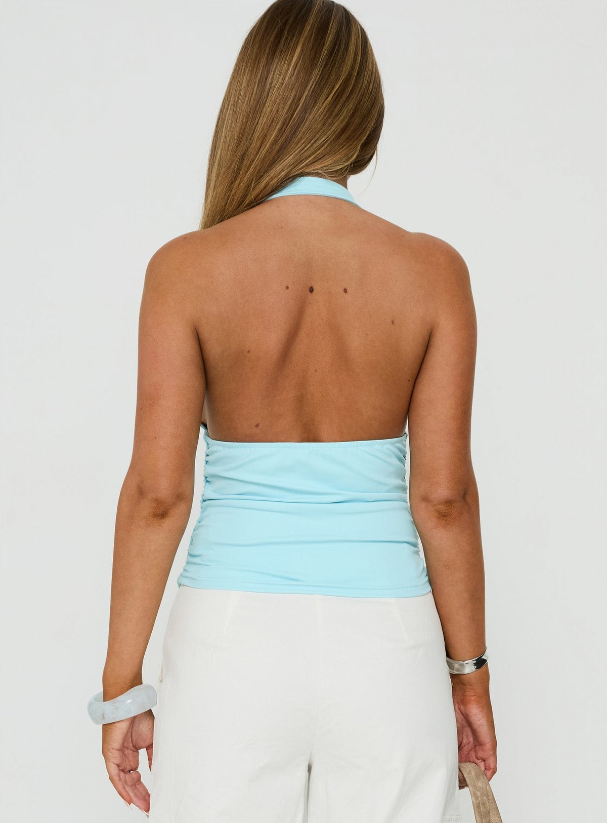 Mood Top mit Raffung „Stimmungsring“ Aqua