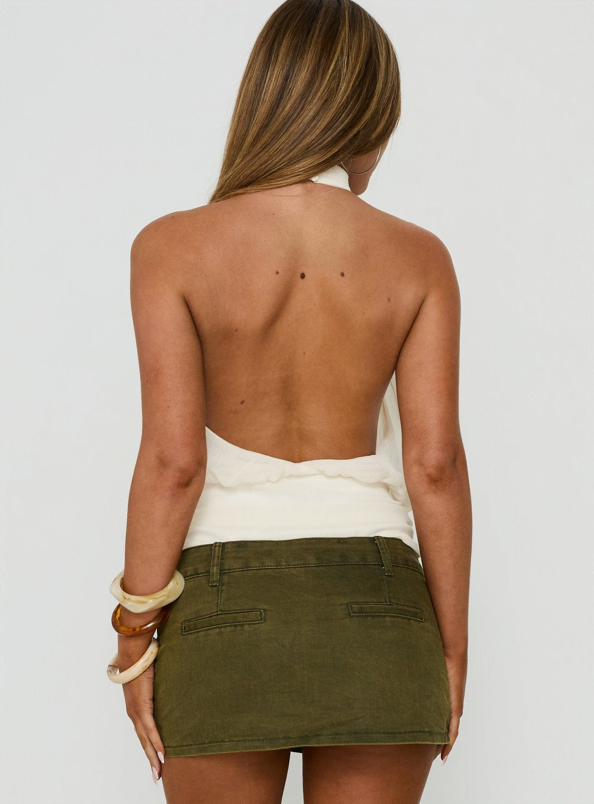 Faythe High-Neck-Oberteil zum Binden Cremefarben
