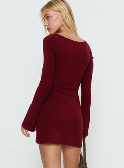 Larelle Wendbares Langarm-Strickminikleid Rot