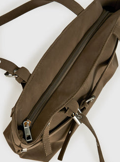 Cosimma Schultertasche aus Wildlederimitat mit Schnallendetail Khaki
