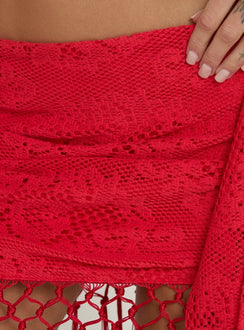 Winita Makramee-Minirock mit Quasten Rot