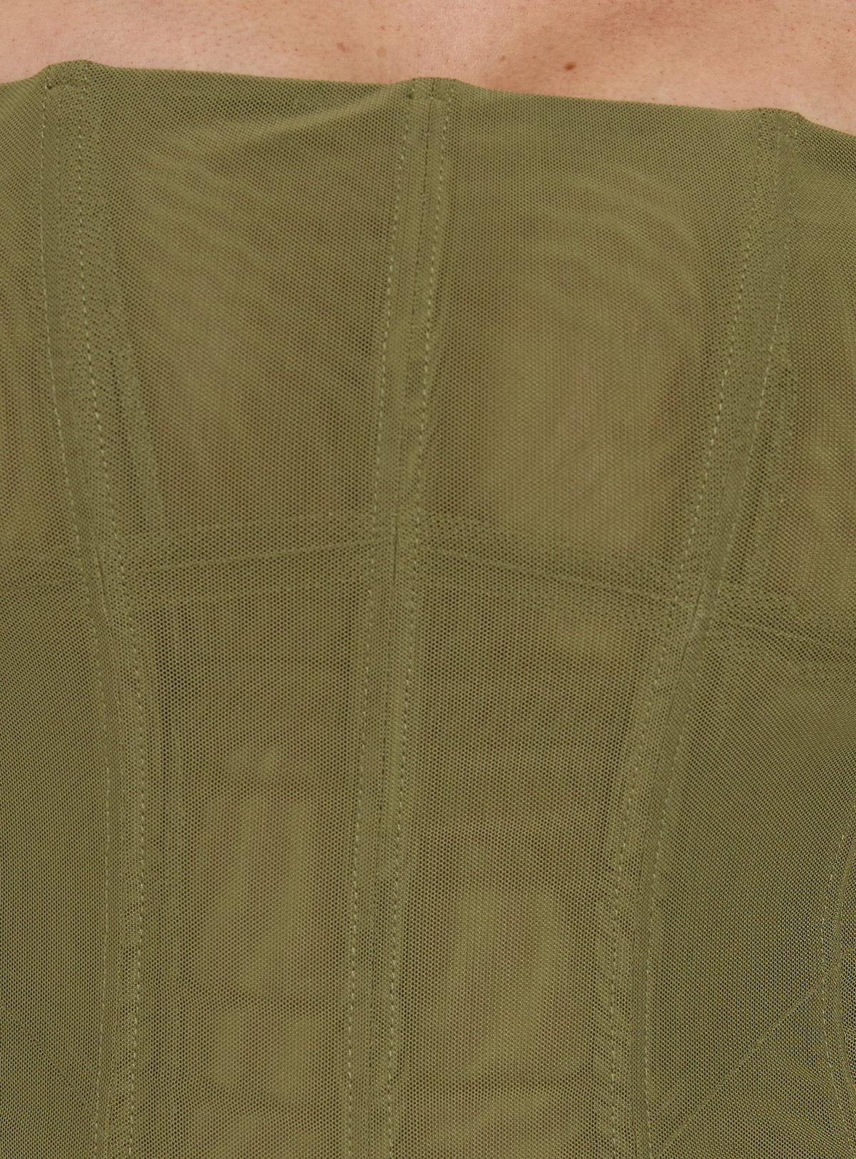 Oscuro Longline Mesh-Korsettoberteil Khaki