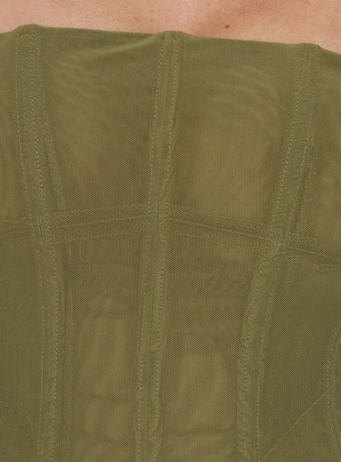 Oscuro Longline Mesh-Korsettoberteil Khaki