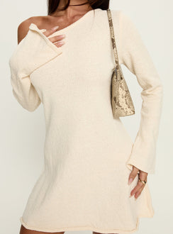 Jaede Off-Shoulder-Strick-Minikleid Creme