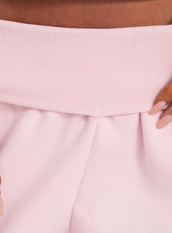 Lockie Foldover Baggy Track Pants Pink / Black womens regular pants with high-rise waist detail Princess Polly