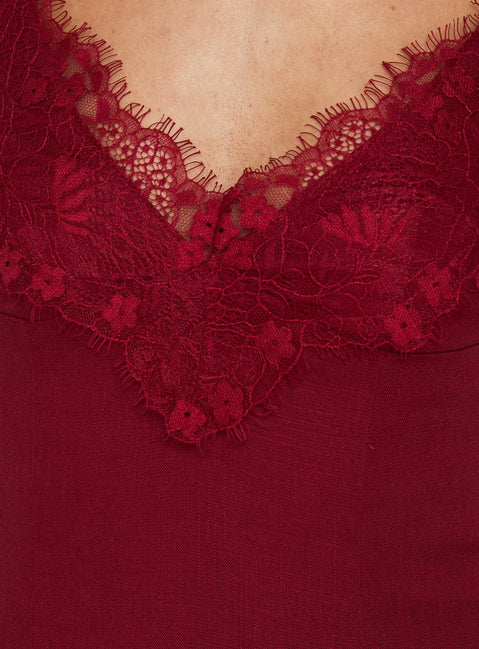 Bloomie Lace Godet Minikleid Kirschlack