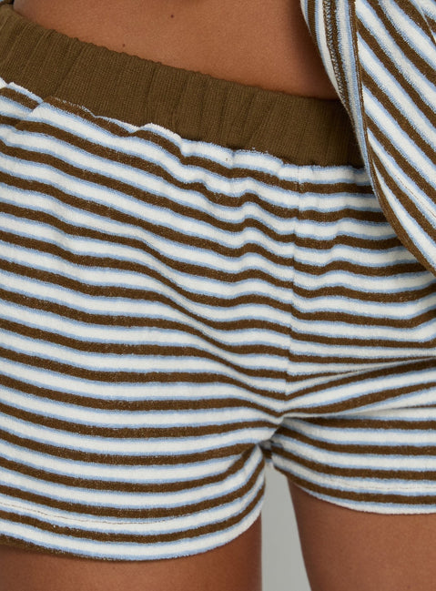 Selvina Frottee-Shorts mit Multistreifen