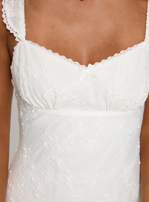 product Princess Polly Beacall Embroidered Mini Dress White V-Neck 