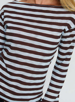 So Composed Langarmshirt mit U-Boot-Ausschnitt, blau gestreift
