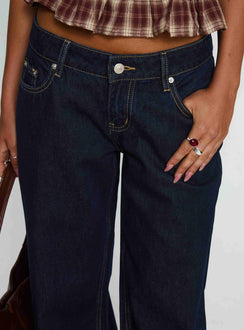 Tidal Wave Straight Leg Jeans mit niedriger Taille aus Rohdenim