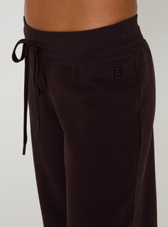 back view of model wearing Princess Polly Dodie Wide Leg Pants Washed Brown High Rise Pants 