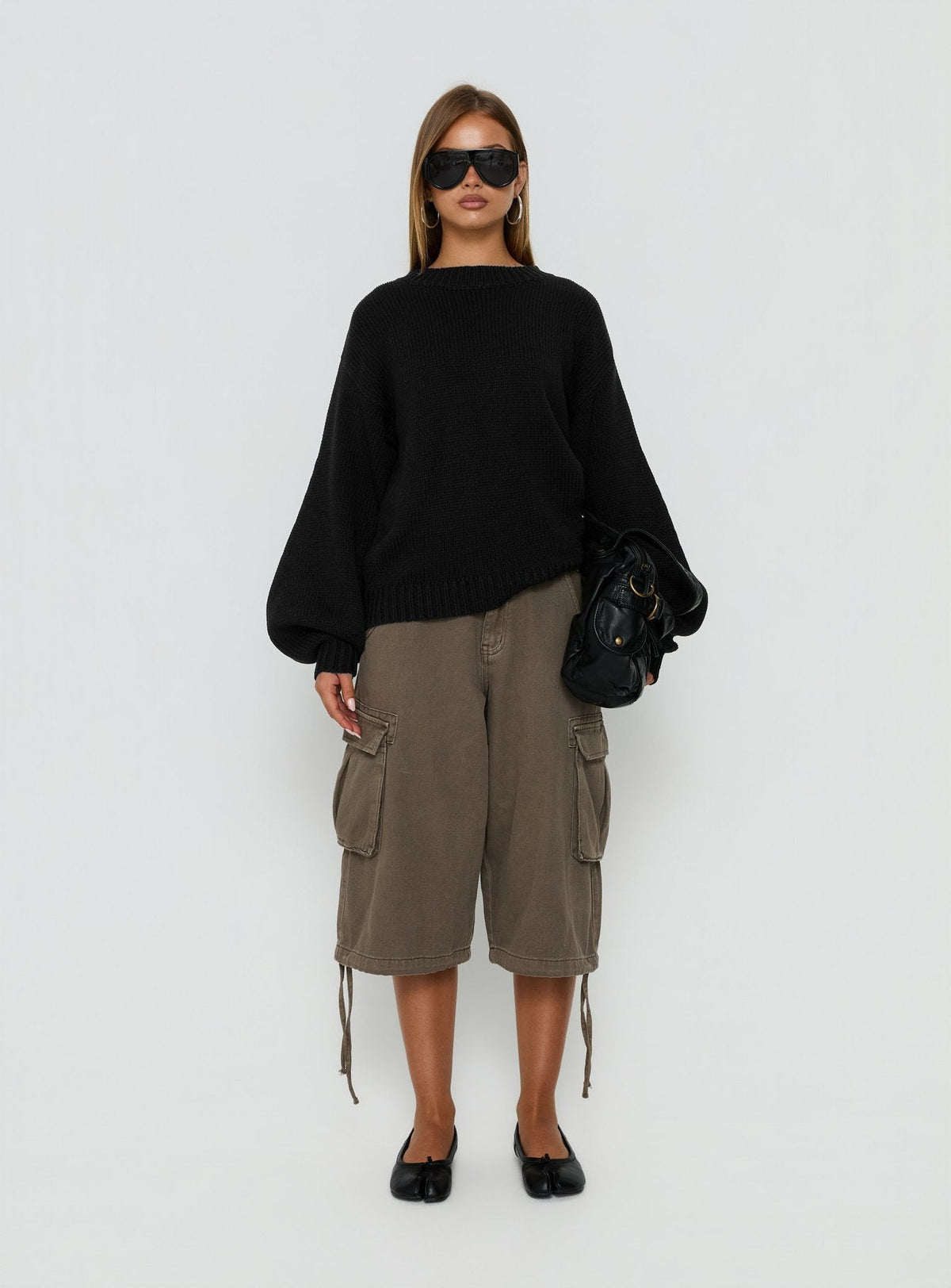 Harmony Balloon Sleeve Knit Jumper Black
