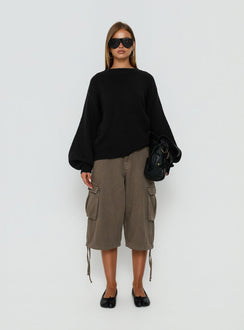 Harmony Balloon Sleeve Knit Jumper Black