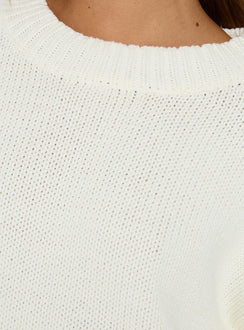 Harmony Strickpullover mit Ballonärmeln Weiß