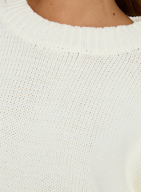 Harmony Strickpullover mit Ballonärmeln Weiß