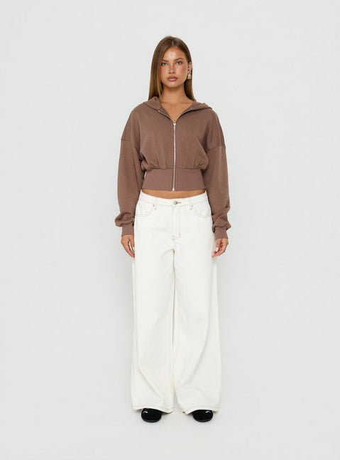 Naylor Mid Rise Wide Leg Jeans Creme