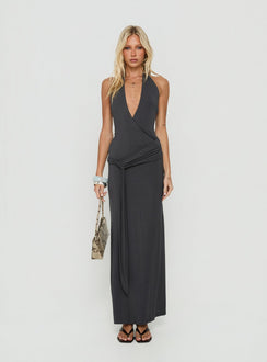 So Major Drapiertes A-Linien Maxikleid Schiefer