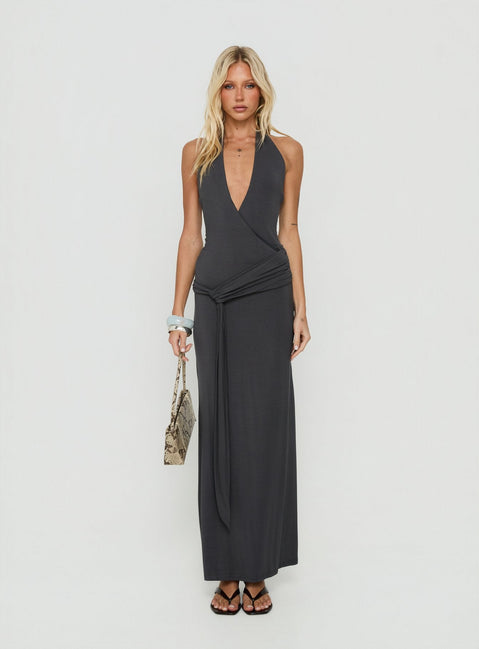 So Major Drapiertes A-Linien Maxikleid Schiefer
