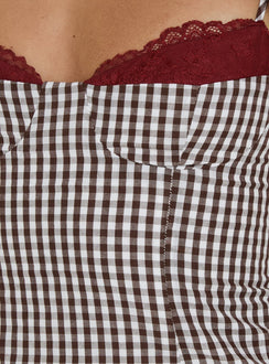 Baby Steps Gespleißtes Bustier-Detail Cami-Top mit braunem Vichykaro