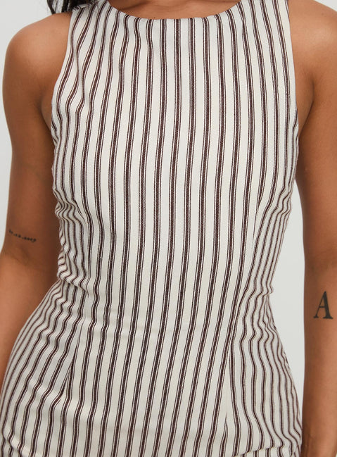 Yumiko Playsuit Brown Stripe Petite