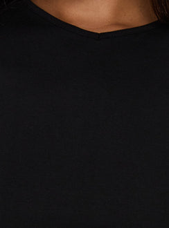 Nakota V-Ausschnitt Enges T-Shirt Schwarz