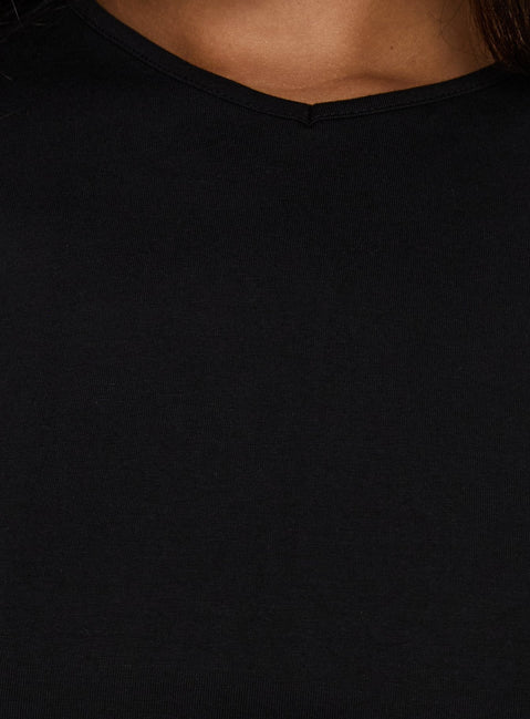 Nakota V-Ausschnitt Enges T-Shirt Schwarz