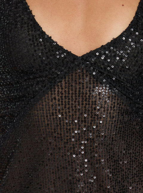 Opaline Cami-Top in Opal-Optik, Schwarz