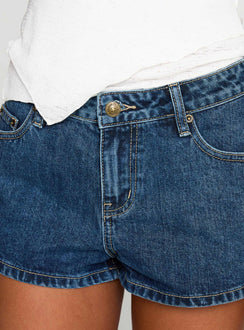 Dreamful Low Rise Mini-Jeans-Shorts, Dunkelblaue Waschung, Groß