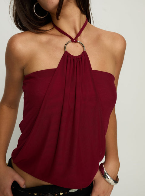 Hedlea Draped Ring Detail Top Weinrot