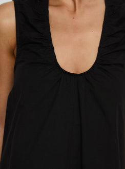 Eberta gerafftes Babydoll-Minikleid Schwarz