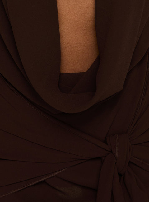 Snakepit Neckholder Plunge Minikleid Schoko