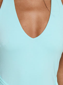 Moonlit Honey Asymmetrisches Neckholder-Jersey-Midikleid Türkis