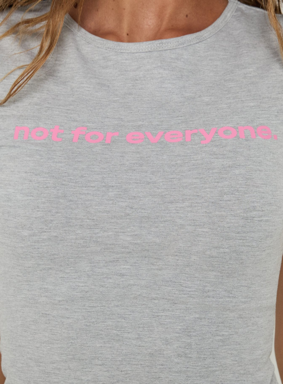 Not For Everyone mit Motivprint Baby Tee Grau meliert / Pink