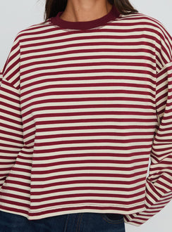 Bloom Langarmshirt Weinrot Gestreift