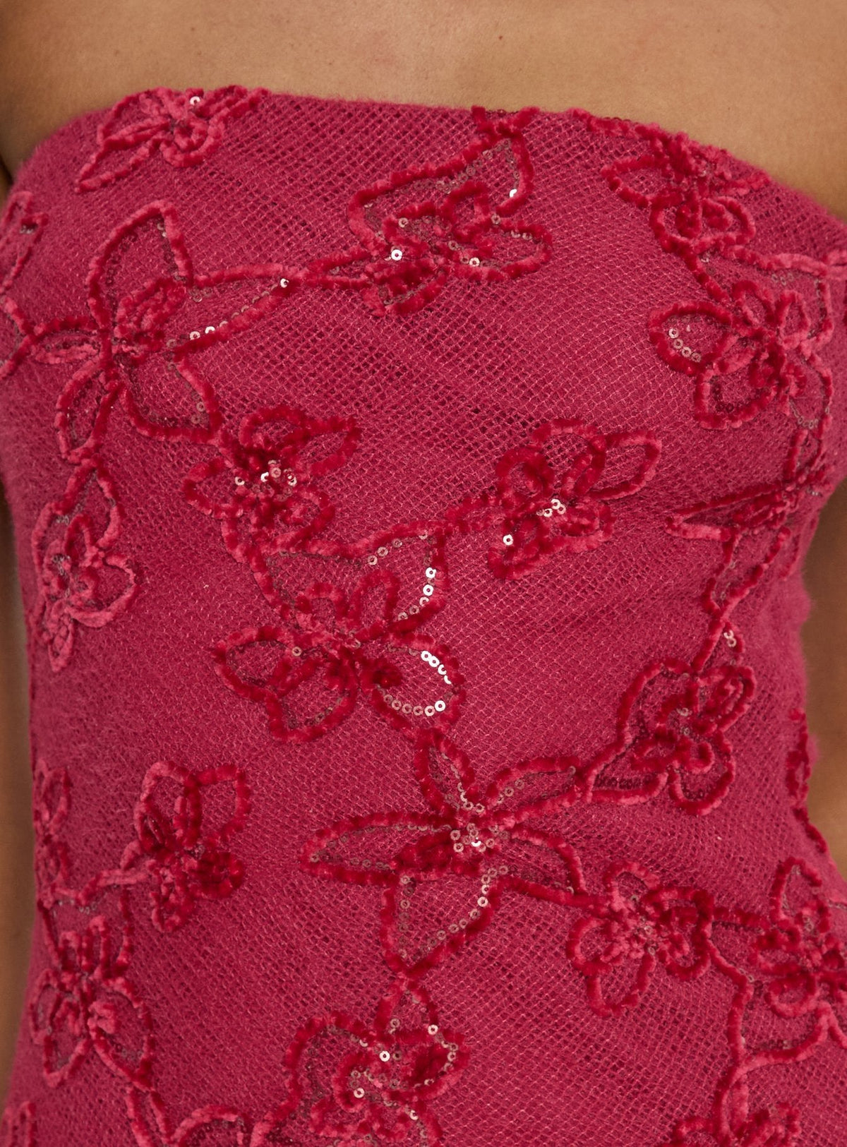 Mimosie Trägerloses Minikleid Bordeauxrote