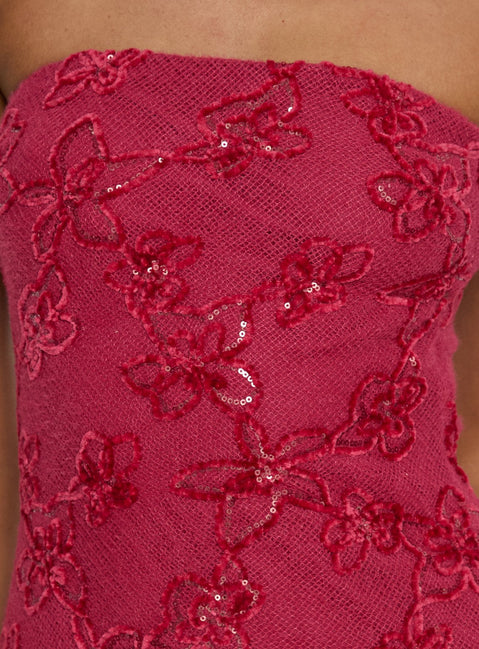 Mimosie Trägerloses Minikleid Bordeauxrote