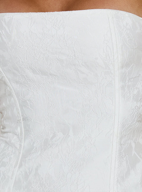 Jenevieve trägerloses Drapier-Minikleid Weiß