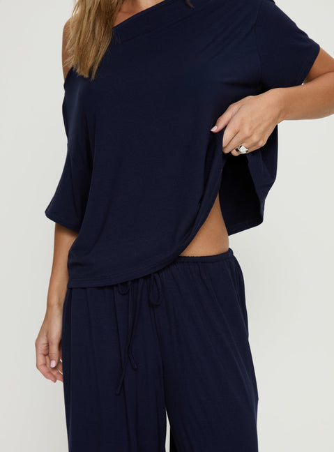 Cozy Hour Schlaf Relaxed Carmen-Oberteil Marineblau