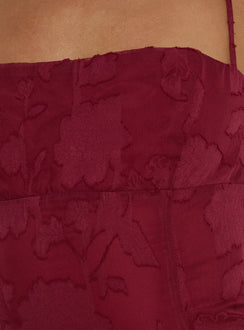 Delamere Minikleid Bordeauxrot Burnout