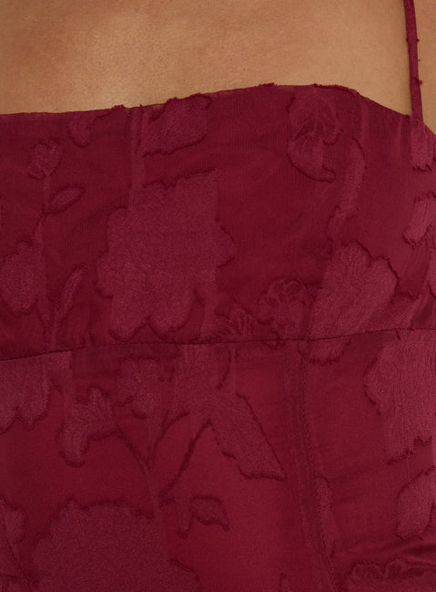 Delamere Minikleid Bordeauxrot Burnout