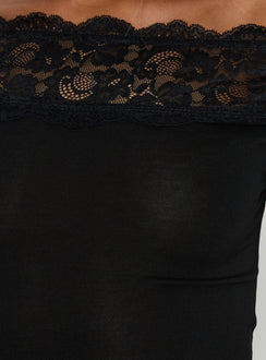 Breiann Off-Shoulder-Kurzarm-Top aus Spitze, Schwarz